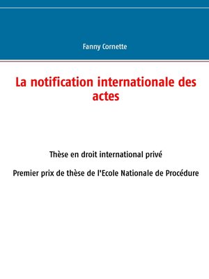 cover image of La notification internationale des actes